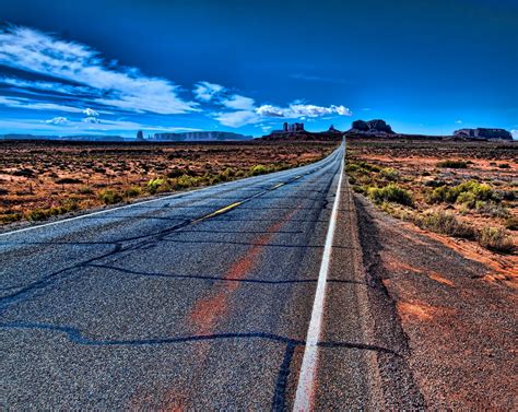 Hdr Landscape Long Road Arizona Nature Rock Formation Desert Walldevil