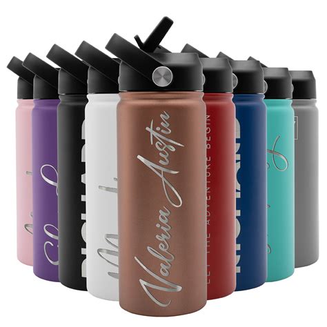 Personalized Water Bottle Wstraw Lid 18 Oz Custom Stainless Steel