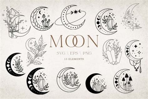 Moon Moon Phases Celestial Svg Tattoo Gráfico Por Digitalart By