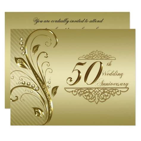 50th Golden Wedding Anniversary Invitation Card 50thweddinganniversary