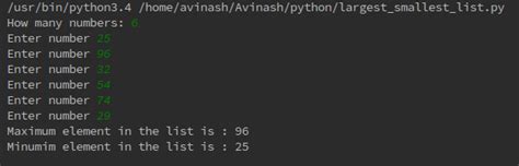 Python Program To Find The Largest And Smallest Number In A List By