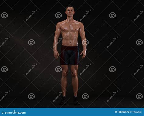 3d Rendering Portrait Of Standing Male Mesomorph Muscular Body Type