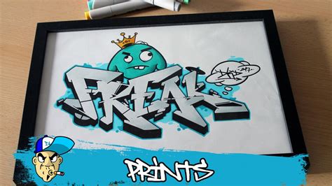 Graffiti Letters Freak Print On Glossy Cardboard By Dkdrawing Etsy