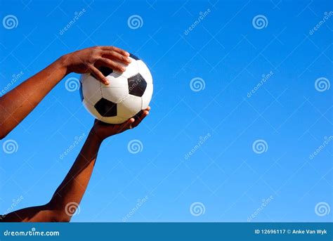 Black Hands Catching Soccer Ball Stock Image Image Of Africa Catches