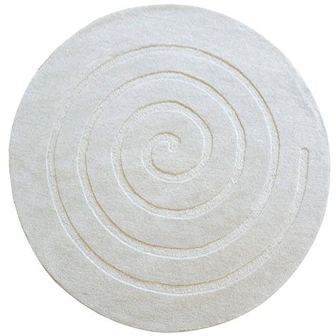 Round Wool Rug Swirl White 160cm Diameter