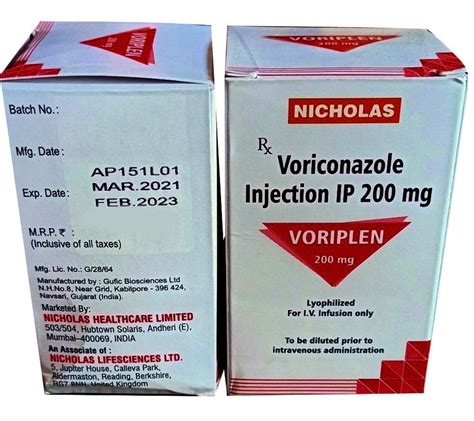 Nicholas 200mg Voriconazole Injection Ip Gufic Biosciences Ltd