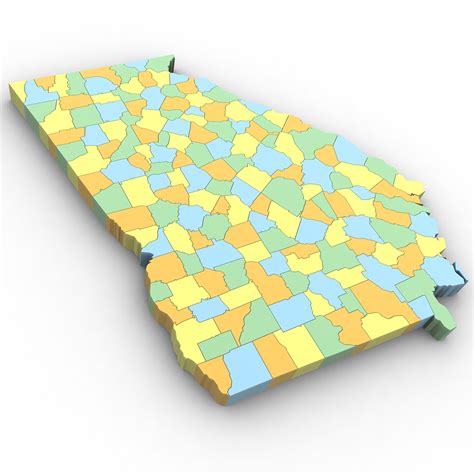 Georgia Political Map 3d Model