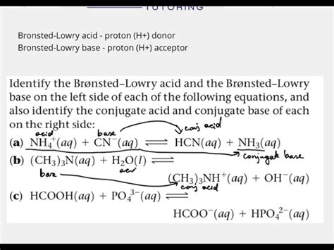 How To Identify Bronsted Lowry Acid Base Pairs In A Reaction