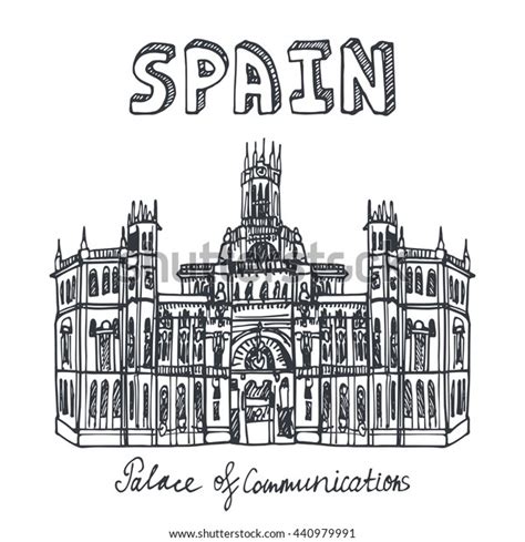 Spain Doodle Landmarks Palace Communicationvector Hand Stock Vector Royalty Free 440979991