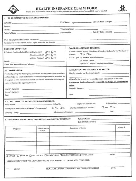 Free Medical Claim Form Template Sample In 2021 Medical Insurance