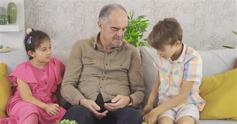 Old Man Is Learning To Use Smartphone For Kids People Stock Footage