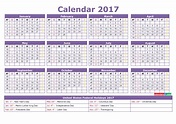 2017 Yearly Calendar Printable PDF