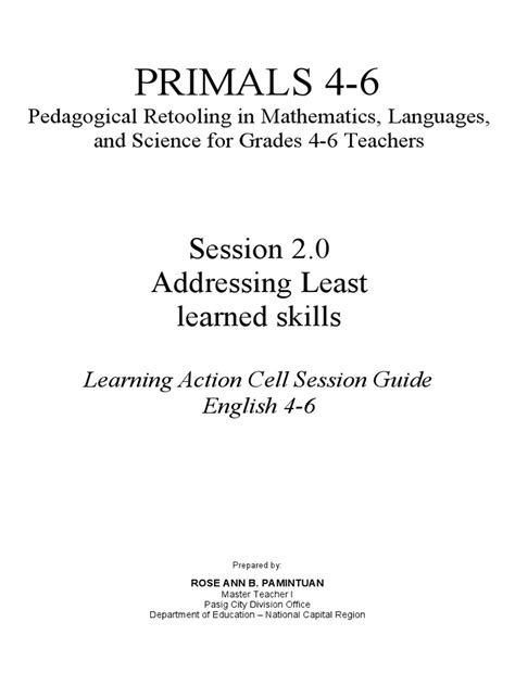 Primals 4 6 Session 20 Addressing Least Learned Skills Pdf