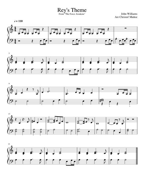 Reys Theme Easy Piano From Star Wars The Force Awakens Sheet Music