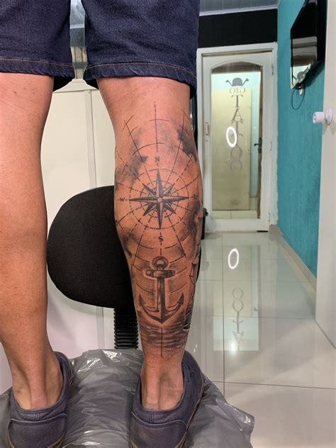 Calf Tattoos For Men Compass Best Tattoo Ideas