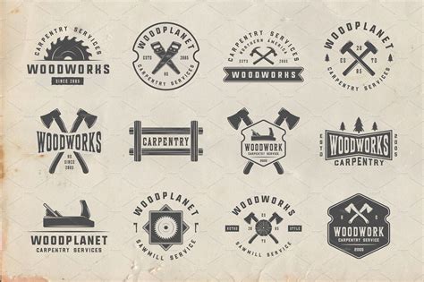Vintage Carpentry Emblems Part 2 Custom Woodworking Woodworking Logo