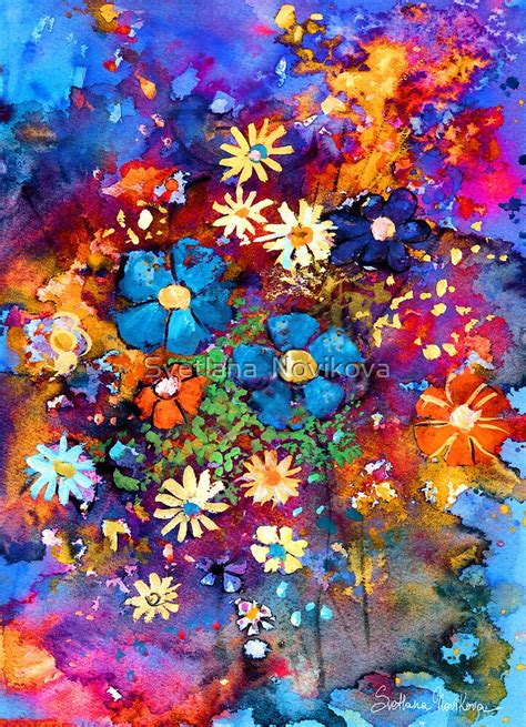 Vibrant Abstract Flowers Painting By Svetlana Novikova
