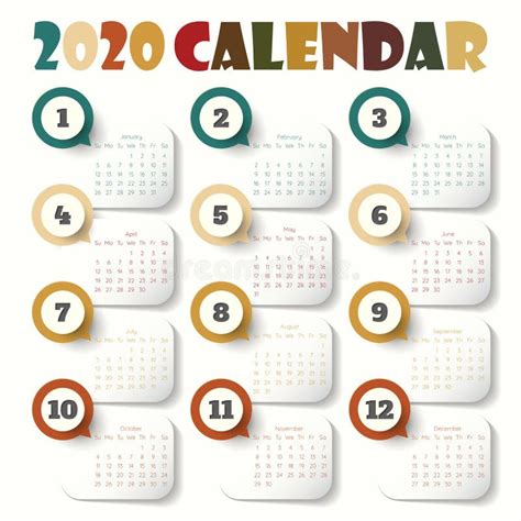 2020 Modern Calendar Template Vectorillustration Stock Vector