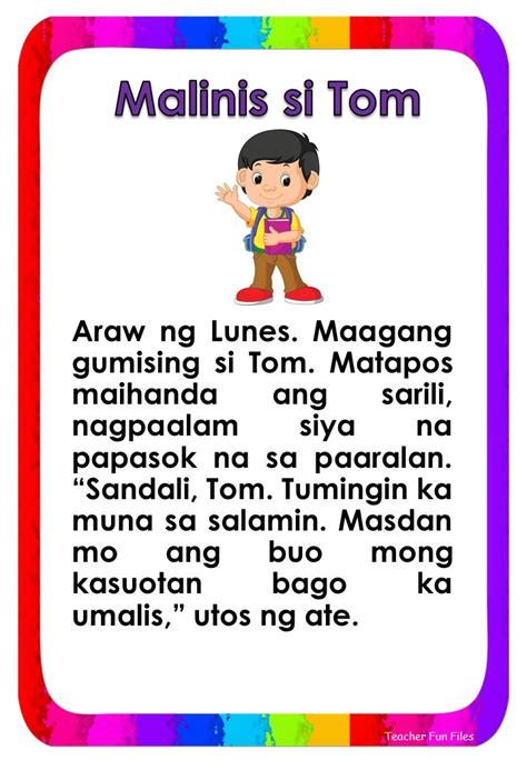 Reading Comprehension Tagalog Kinder