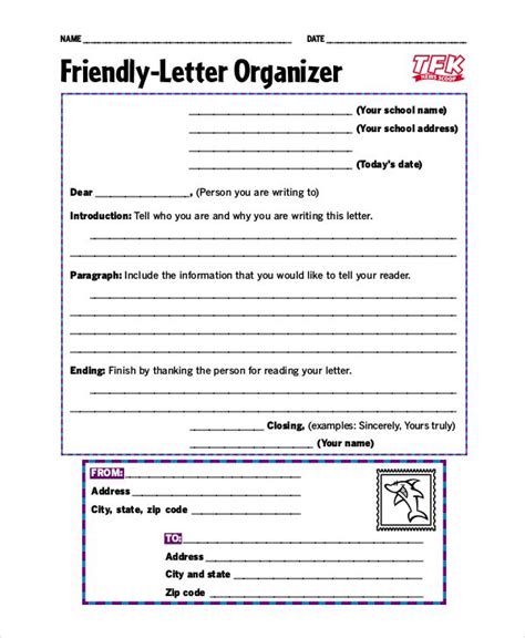 Friendly Letter Format Kids Letter Writing Template Friendly Letter
