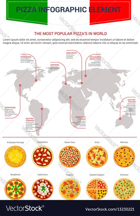 Pizza Popular World Map Infographics Royalty Free Vector