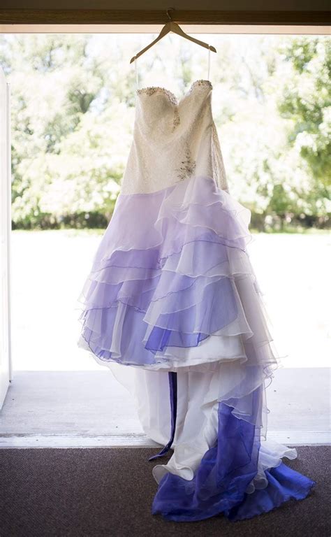 Purple Ombre Wedding Dress Ruffles Pearls Ruffle Wedding Dress
