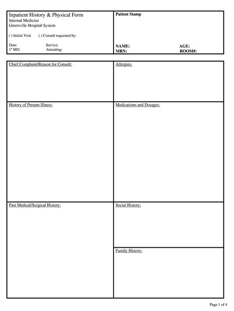 History And Physical Template Pdf Fill Online Printable Fillable
