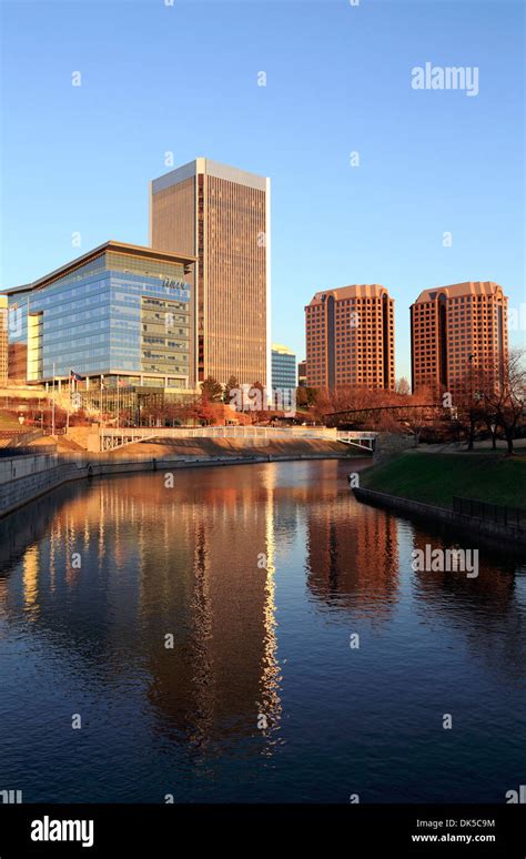 Richmond Virginia Downtown Skyscrapers Reflection In The James River