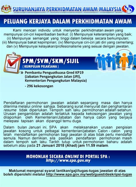 Pesara yang telah berkhidmat dalam perkhidmatan polis. 296 Kekosongan bagi Jawatan Kosong Kerajaan di Jabatan ...