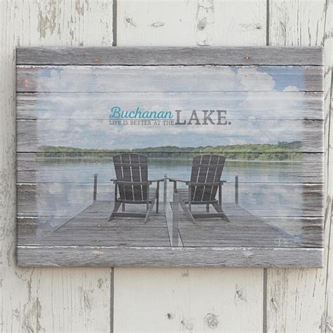 Personalized Lake House Decor Custom Lake Name Canvas Wall Art