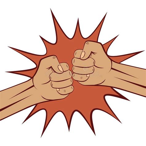 Two Fists Bumping Together Vector Illustration Two Hands With Fists In