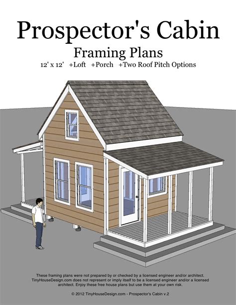 Log cabin floor plans with loft luxury small homes free. Prospector's Cabin 12x12 v2 - cover - TinyHouseDesign