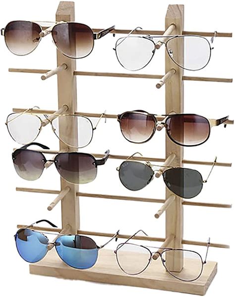 Justdolife Glasses Display Stand Creative Wood Sunglasses Rack Glasses