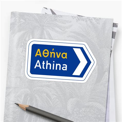 Athens Road Sign Greece Stickers By Worldofsigns Redbubble