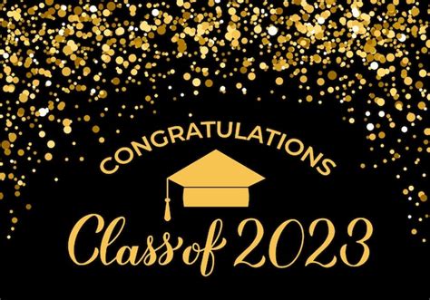 Premium Vector Class Of 2023 Banner Gold Confetti Graduation Party Or