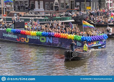 lhbtiq ons avrotros boat at the gaypride canal parade with boats at amsterdam the netherlands 6