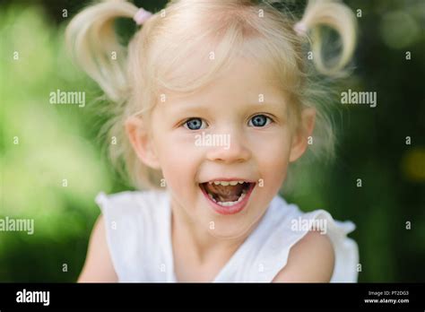 Portrait Of Blond Little Girl Stock Photo Alamy