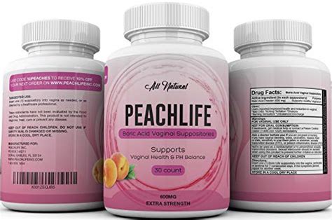 boric acid vaginal suppositories 30 capsules by peachlife inc made in usa bacterial