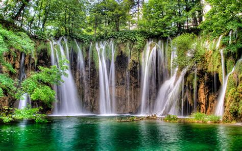 Croatia Waterfalls Plitvice Lakes National Park Forest Lake Summer