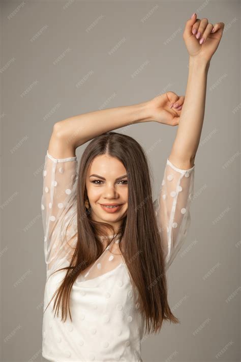 Premium Photo Close Portrait Of Young Caucasian Woman Posing In White