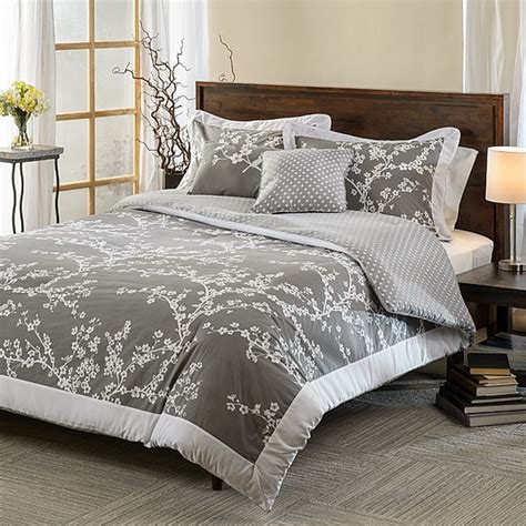 Shop Hanami Grey And White Cotton Reversible 5 Piece Comforter Set