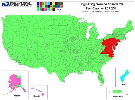 Usps Service Standards Map Effective January 1 2015