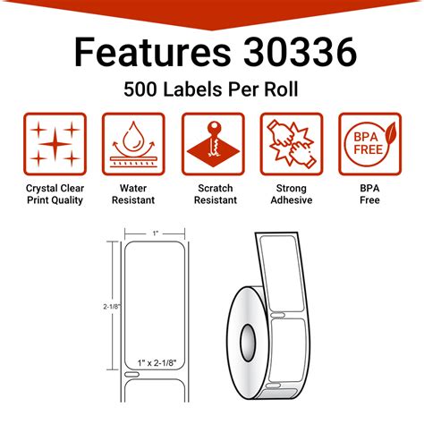 Dymo 30336 Small Labels Size 1 X 2 18 25mm X 54mm 500 Per Roll