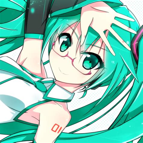 Download Glasses Green Hair Green Eyes Twintails Hatsune Miku Anime