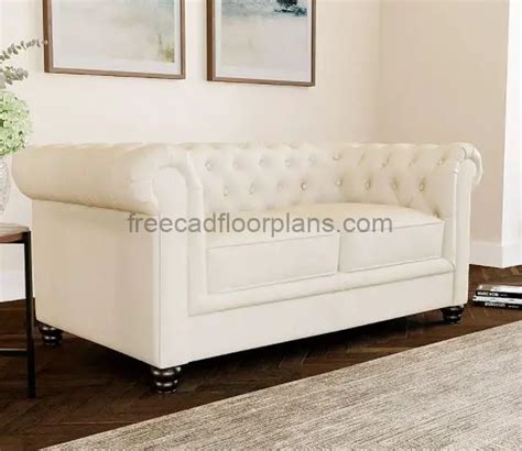 Chesterfield Sofa Two Seater Autocad Block Free Cad Floor Plans