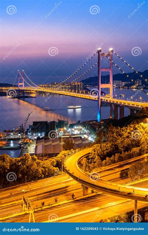 Hong Kong Tsing Ma Bridge Stock Image Image Of Hongkong 162209043