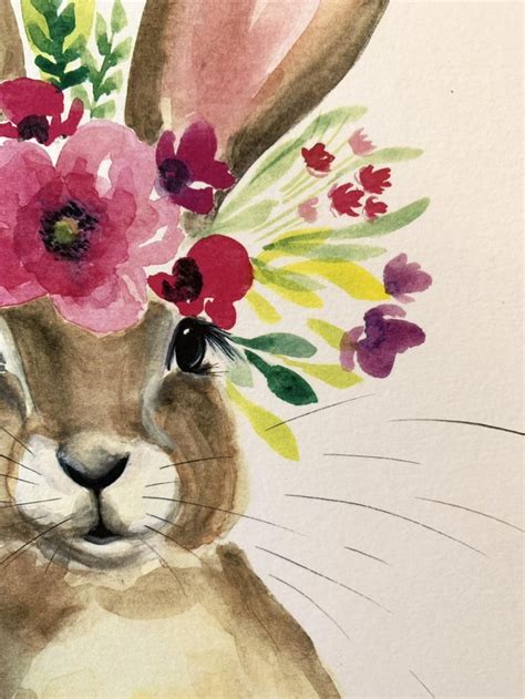 Floral Honey Bunny Watercolor Print Etsy In 2021 Bunny Watercolor