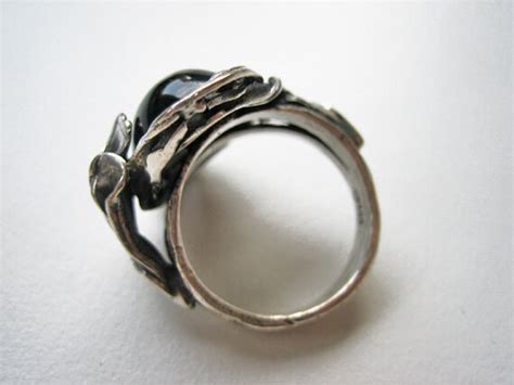 Vintage Modernist Ring Sterling Silver Gemstone Finland