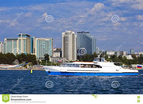 Tourists Make A Boat Trip Along The Coast Sochi Editorial Stock Image