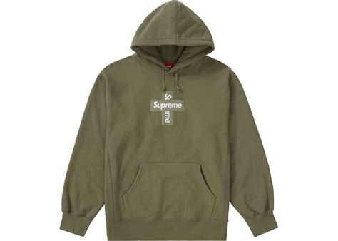 Supreme Cross Box Logo Hooded Sweatshirt Light Olive Mens Fw20 Us